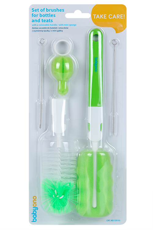 Набор ершиков BabyOno д/мытья детской посуды 5 шт зеленый